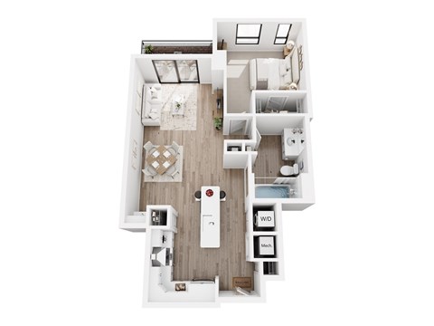 Floor plan for 1 bed, 1 bath